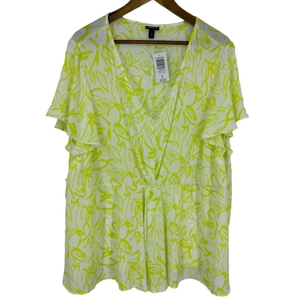 Torrid Georgette Twist Surplice Flutter‎ Sleeve Blouse Size 4X